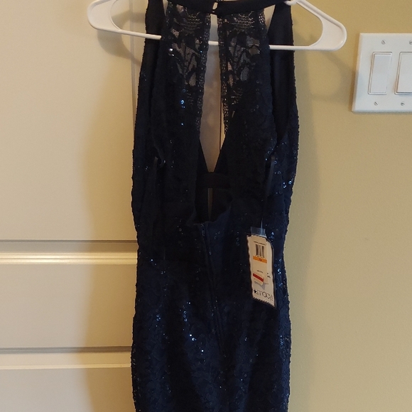 Macy's Navy Sequin Backless Dress - Picture 3 of 5
